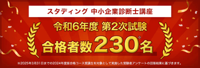 スタディング中小企業診断士講座の令和6年度合格実績